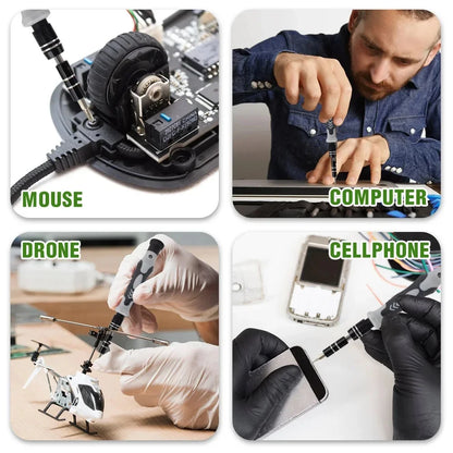 Set de destornilladores 115 in 1 perfecto para reparar pc móvil consola cámaras muy útil.